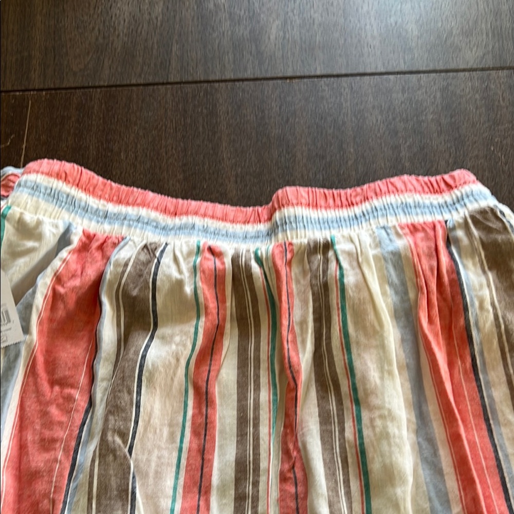 Striped Linen Skirt with Tie Waist - Picture 8 of 9